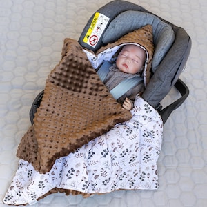 BRUINE Bloemen Wikkeldeken voor Kinderen Autostoel en Baby Draagzak Baby Draagzak Knuffeldeken Kinderwagendeken Babydeken 90 x 90 cm PREMIUM Geschenk