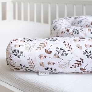 FLOWER MEADOW Fleurs MARRON Blanc Coussin décoratif Tissu Serpent Boudin de porte LOOLAY® Superbe cadeau !