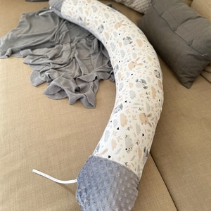 Stillkissen Seitenschläferkissen Schwangerschaftskissen Kissen schlafen Bio Baumwolle Minky Polar Fleece Handmade 170 190 cm xl Kissen Dekokissen Stillen Schwanger Seitenschlaf grau beige hase eule graphit weiß