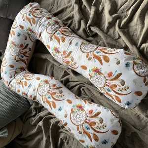 XXXL TAUPE waffle pique/ BOHO smooth cotton pregnancy pillow side sleeper pillow nursing pillow type A U 330 cm positioning pillow Loolay®