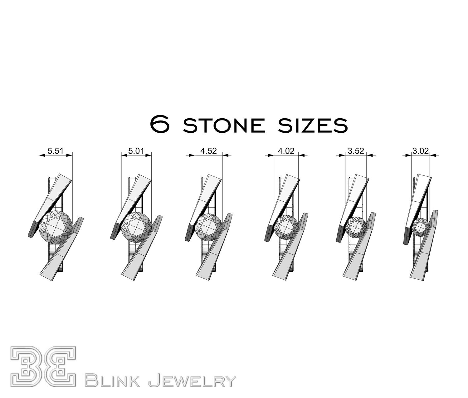 Beautiful 3D Printable Earrings, Files for 6 Stone Sizes Etsy