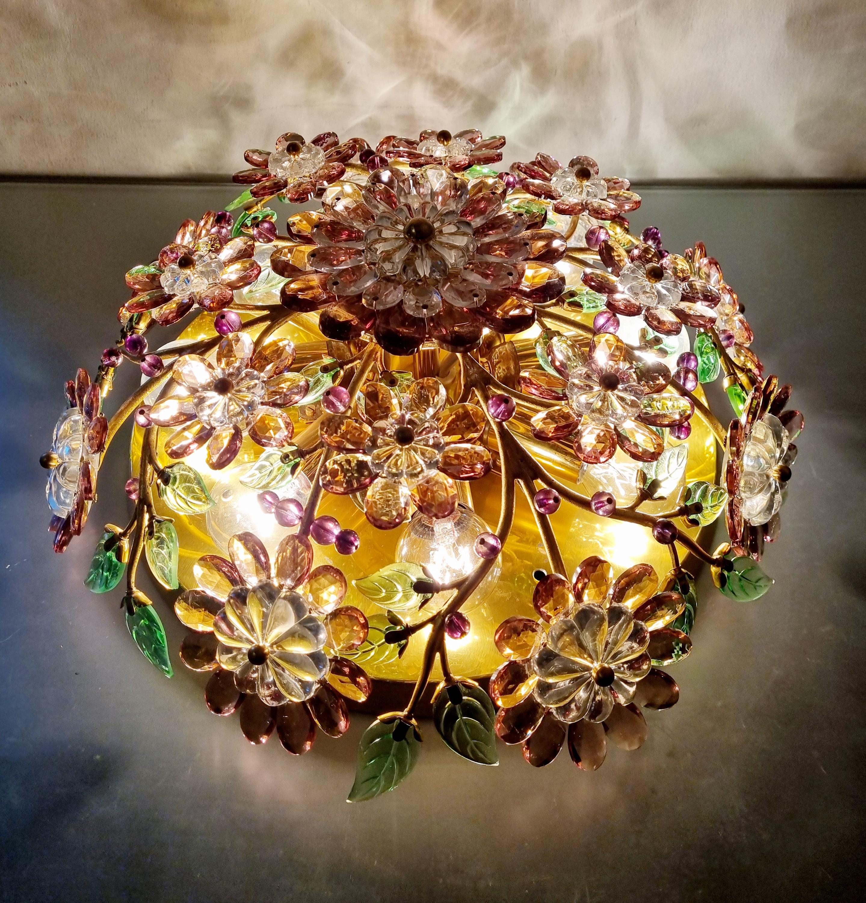 ヴィンテージ ペンダントライト　 Hollywood Regency Lamp Hollywood Regency Hanging Lamp with Iridescent Glass vintage