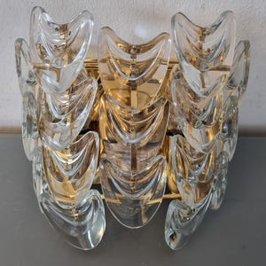 Mid Century Ernst Palme Crystal and Gilt Brass Sconce