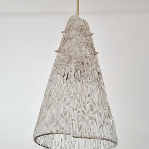 Vintage J.T. Kalmar Pendant Lamp – Murano Glass and Brass, Mid-Century Modern Lighting (Austria, 1960s)