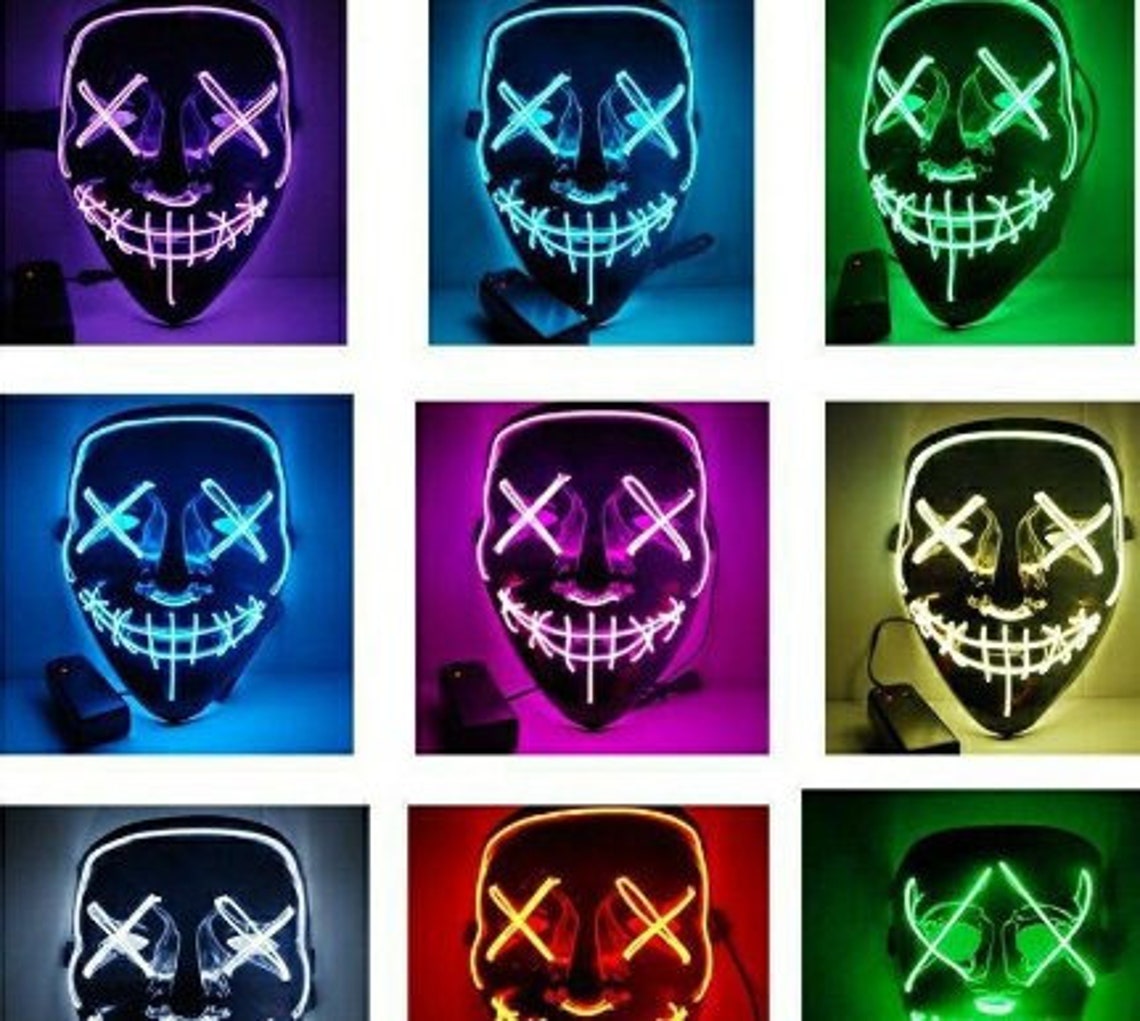 Halloween LED Luminous Cosplay Mask Costume Wire Light Up | Etsy