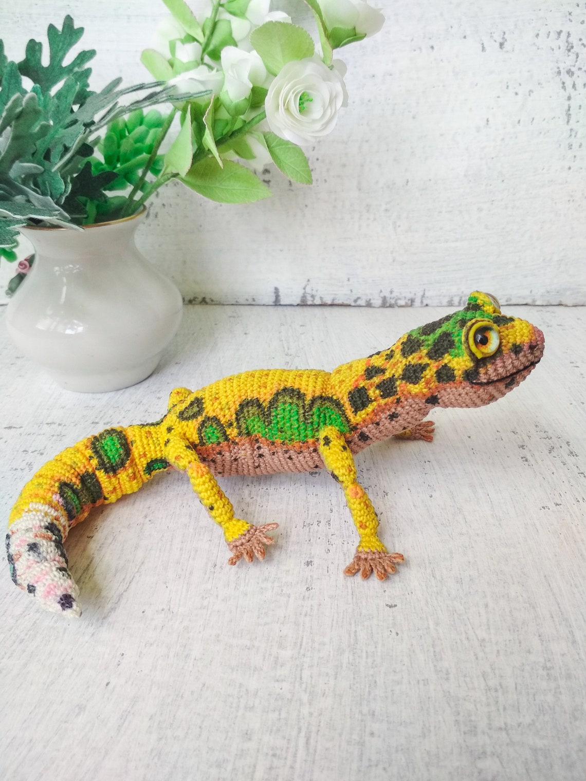 Gecko stuffed toy. Leopard gecko crochet plush. Realistic Etsy