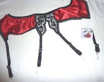 Reggicalze in raso lucido e pizzo, reggicalze in vari colori e misure, fatto a mano in Francia, regalo di lingerie francese per la sua ragazza di Natale.