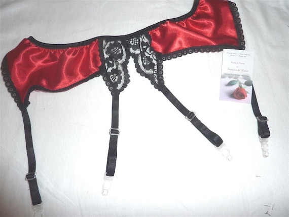 Shiny Satin and Lace Suspender Belt Garter Belt Many Colours and Sizes Hand  Made in France French Lingerie Gift for Her Xmas Girlfriend