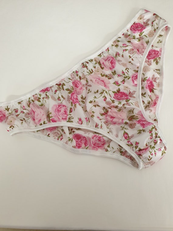 Buy Floral Print Shiny Satin Plain and Simple Low Rise Sissy