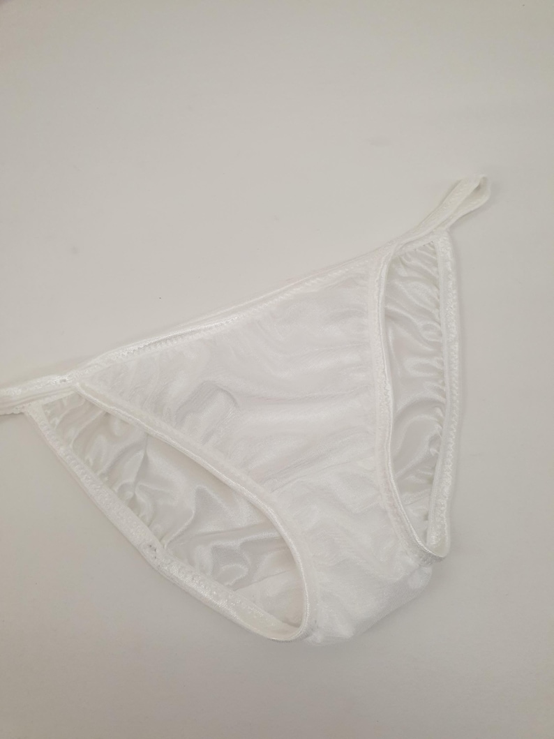 SIX Pack Ladies Nylon Tanga Knickers Shiny Sheer Low Rise String Bikini ...