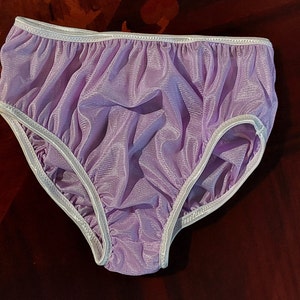 Ladies Nylon Knickers  Shiny sheer high waist deep sides Vintage Granny School girl style sissy knickers, French panties, Hand made lingerie
