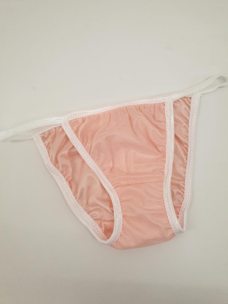 SIX Pack Ladies Nylon Tanga Knickers Shiny Sheer Low Rise String Bikini ...