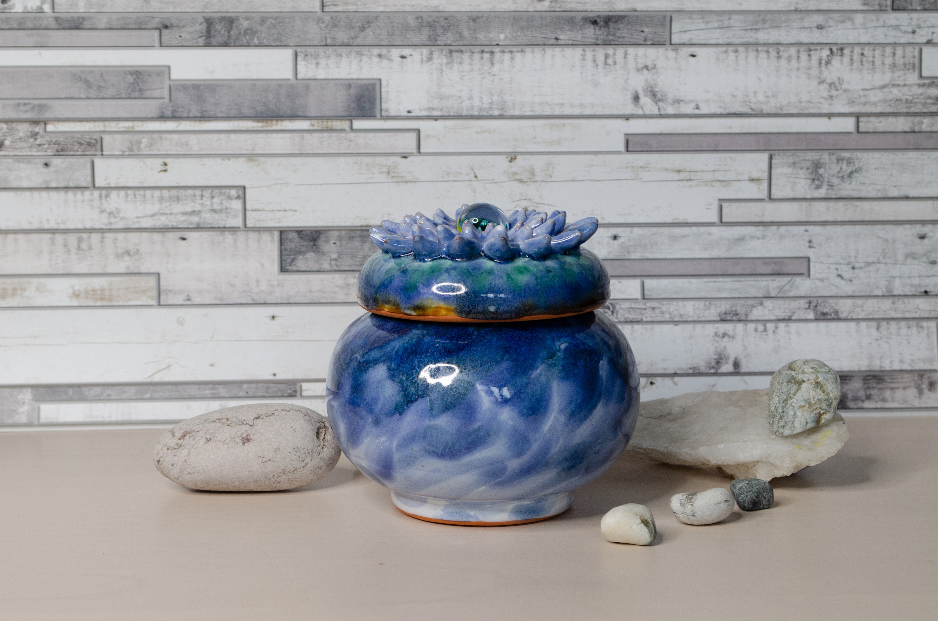 Sugar bowl Ceramic pot with lid Blue pot Tea canisters Etsy