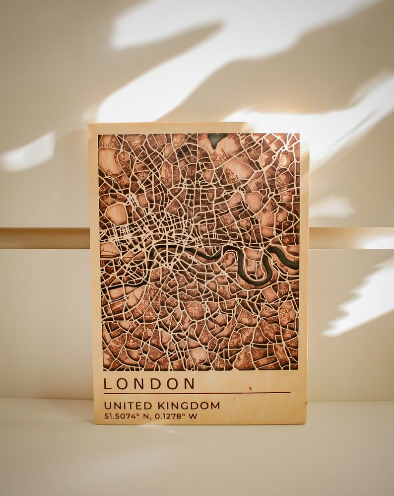 London Map Wall Art England Map Wood Map Wall Art 3D City Etsy Canada
