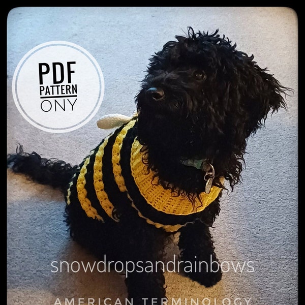 Busy Bee crochet Dog/Cat jumper pattern, PDF Download Only
