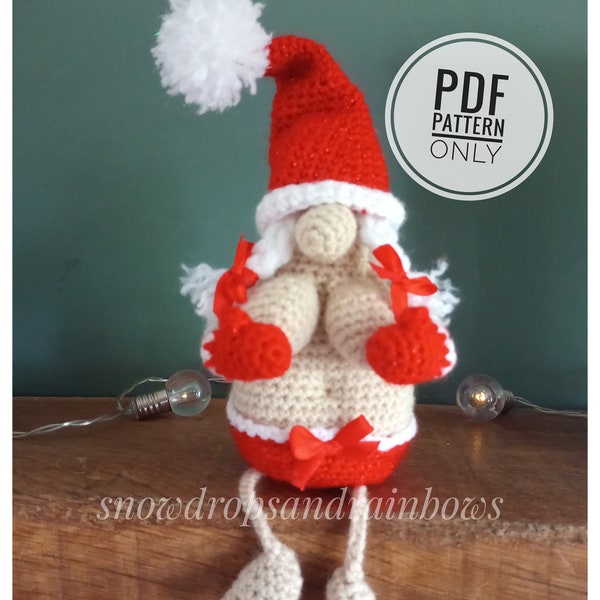 Crochet Cheeky Christmas Gonks, Mrs Santa Amigurumi PDF PATTERN ONLY