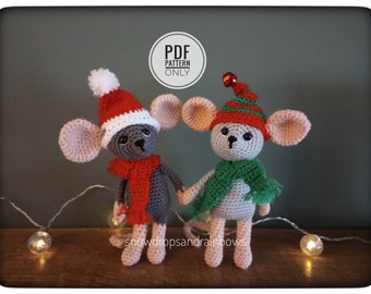 Christmas mice, Crochet amigrumi Mouse PDF pattern ONLY ,