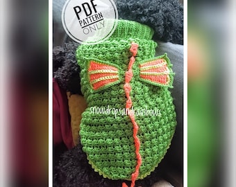 Crochet Dragon Dog jumper , PDF pattern Only