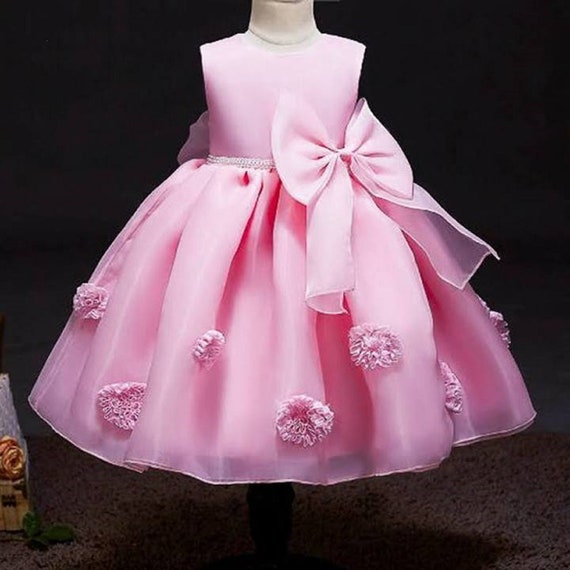 Pink Baby Girls Party Dress / Baby Girl Birthday Dress / | Etsy
