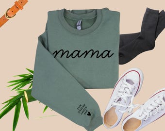 Felpa personalizzata per mamma: nomi personalizzati per bambini, regalo per la mamma in corsivo