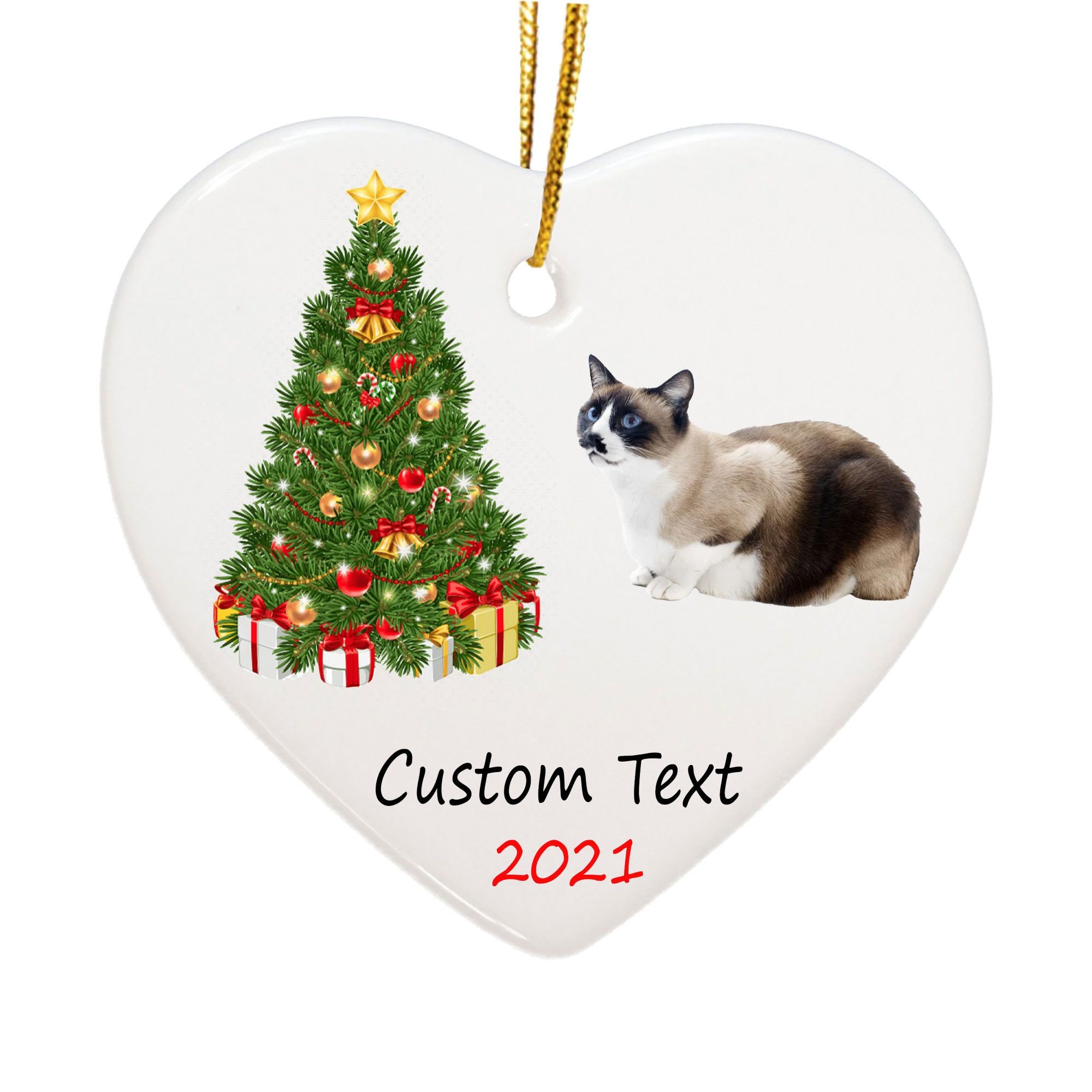 Personalized Name Snowshoe Cat Ornaments for Christmas Tree Etsy