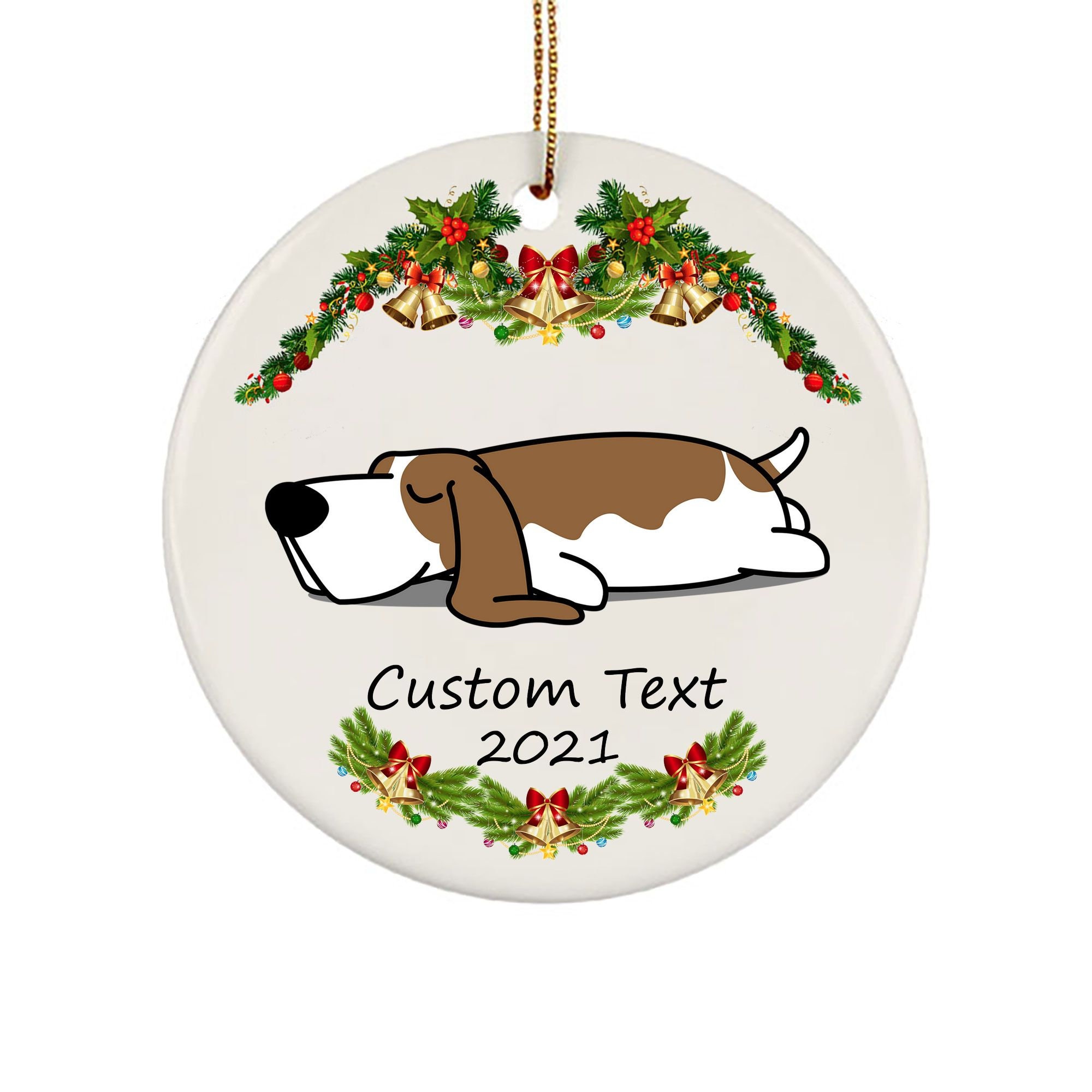 Personalized Name Basset Hound Ornaments Gifts for Christmas Etsy UK