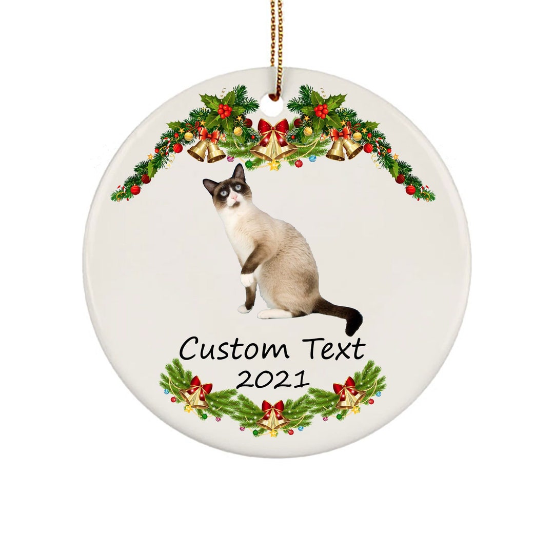 Personalized Name Snowshoe Cat Ornaments for Christmas Tree 2021 Hanging Ornaments Star Ornament