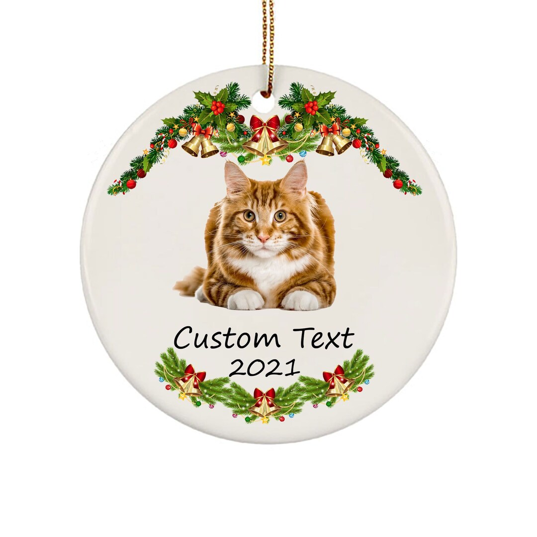 Personalized Name Maine Coon Cat Ornaments for Christmas Tree Etsy