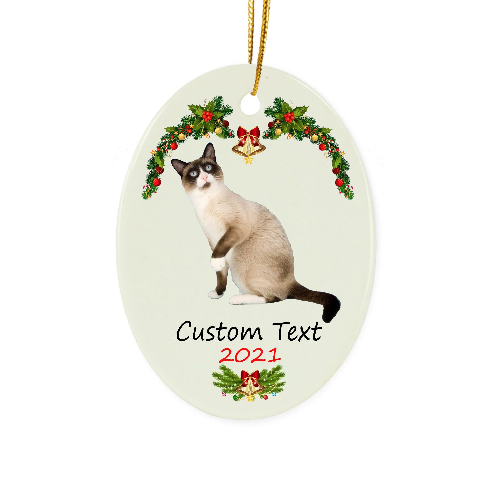 Personalized Name Snowshoe Cat Ornaments for Christmas Tree 2021 Hanging Ornaments Star Ornament