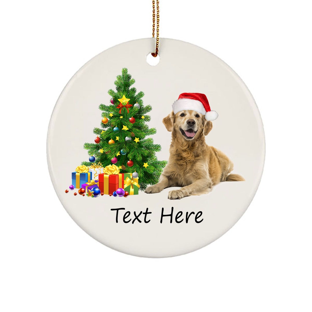Personalized Name Golden Retriever Ornaments for Christmas Tree 2023