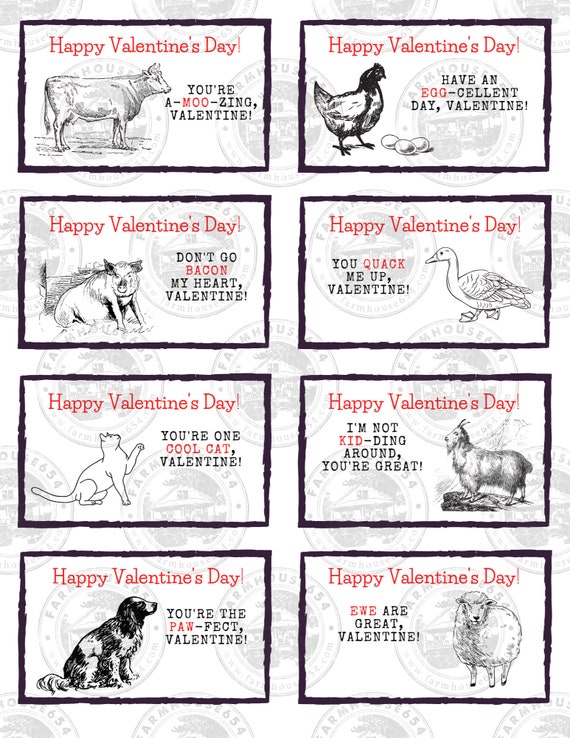 Farm Valentine's Cards  Valentine's Day  Kids