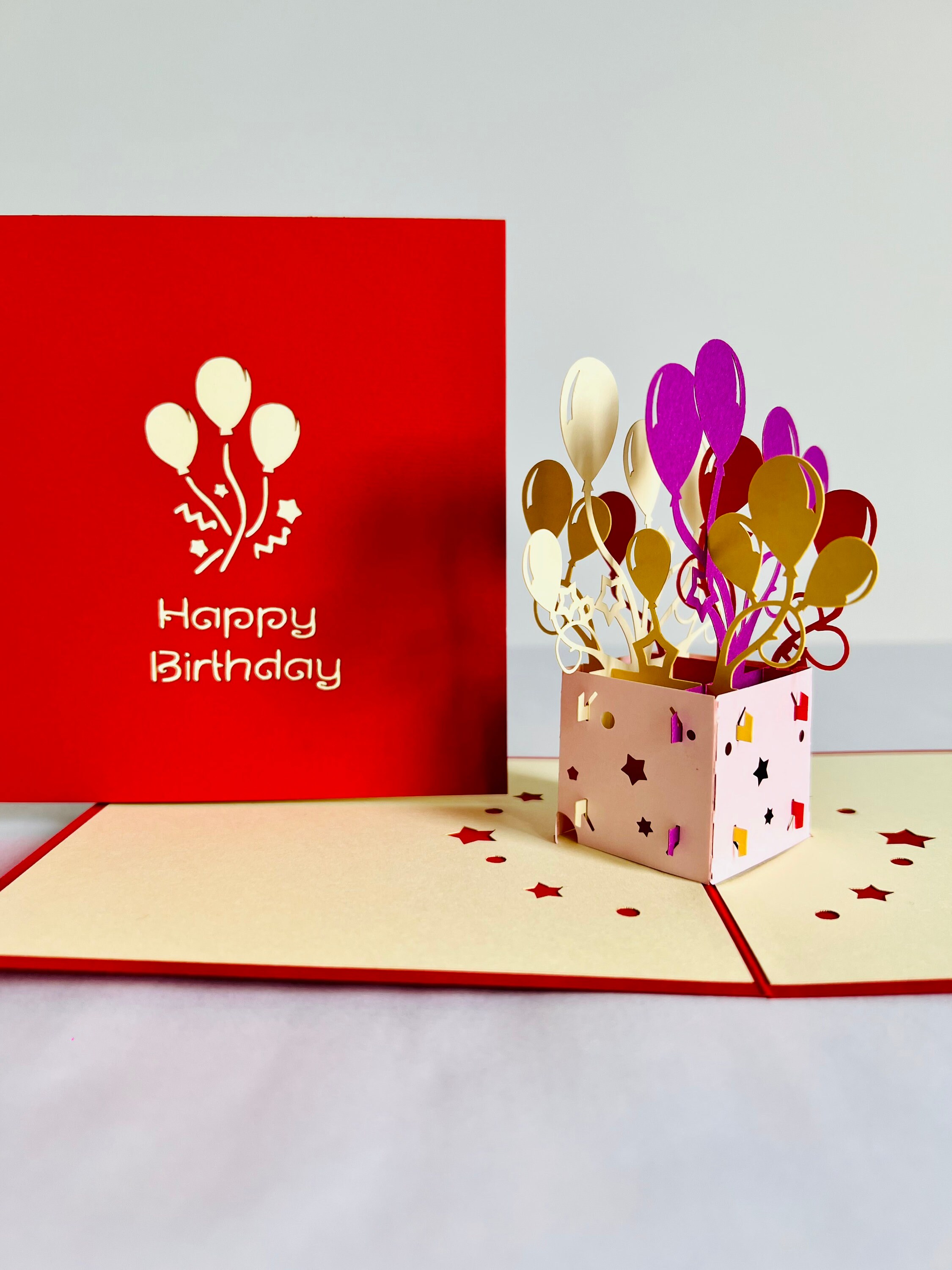 Happy Birthday Balloon 3D Pop up Anniversary Greeting Celebrating ...