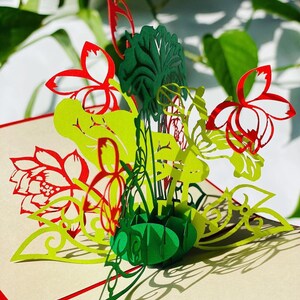 Handgemachte Schöne Lotus Blume 3D PopUp Geburtstagsgeschenkkarte