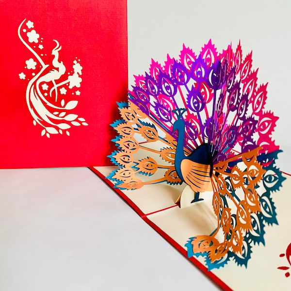 Peacock Pop up Card - Etsy