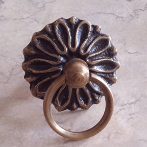 set van 10 stuks zonnebloem messing trekring | Gebloemde kastknop, hardware ladekast