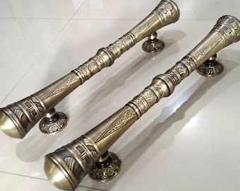 Classical Solid Brass Door Pull Handle | Victorian Antique Style Entry Door Handle | Heavy Front Door Pull(56cm)