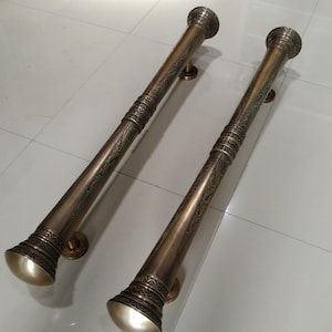 Par de tiradores de puerta de latón victoriano, manijas de entrada antiguas de 99 cm (tarifa pagada)