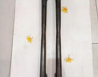 Pair Long Black Brass Door Handles, Vintage Style Gate Pulls, Luxury Main Entrance Door Hardware