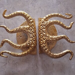 2x pcs 18 cm Hardware Door Pull Handle Front Door Knob Puller Unique OCTOPUS Sculpture Decor Limited|Octopus Handle| Main Entry Brass Handle