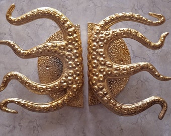 Octopus Tentacle Door Handle (2 pc) | Kraken Brass Sculpture Decor(TARRIF PAID)