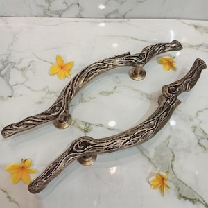 Solid Brass Tree Branch Door Handle Pull –Organic Rustic Luxury Entrance Handle