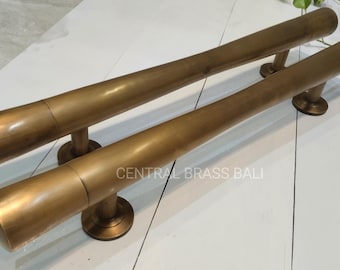 アンティーク真鍮製ロングプレーンドアハンドル、ソリッドブラス製玄関ドアプル、大型玄関ハンドル、ミニマリストラグジュアリードア金具 60cm