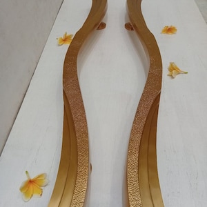 Large Brass Wavy Door Handle Set, Gold Finish, 39.37"(TARRIF PAID)