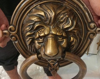 11.81&quot; Inches Vintage Big Lion Head Brass Door Knocker | Brass Door Pull | Unique Brass Door Knocker | Bali Home Decor|Heavy Cast Door Knock