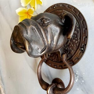 Antique Large BIG BULLDOG Head Hunt Front Door Knocker Cast Solid Brass | Vintage Dog head Door Knocker | Front Door knocker, Dog Door knock