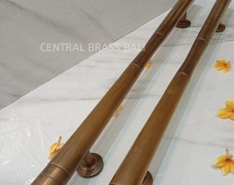 Pair 35.43" Vintage Brass Door Handles, Big Entry Door Pulls (TARRIF PAID)