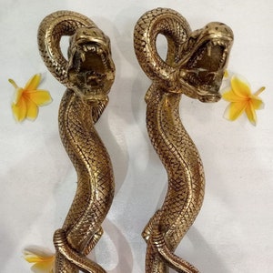 2x Left right door Handle, Snake Handles, Rattlesnake Sculpture Handle, Entrance Door Handle, Unique Snake Pulls, Striking Snake Door opener