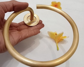 Brass Gold Towel Ring Holder, Modern Bathroom Decor (Set of 2)