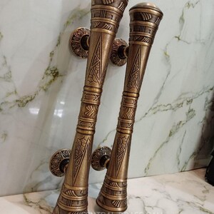 Set of 2pcs 45cm Solid Brass Victorian Door Handle Pulls antique (TARRIF PAID)