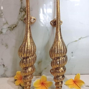Brass Shell Door Handle Pair, Coastal Door Pulls, Nautical Beach House Hardware, Seashell Door Handles, Seaside Decor, 13.77"